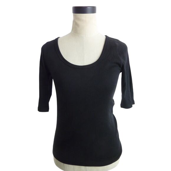 Everlane Tops - NWT Everlane Pima Micro Rib Scoop Neck Tee Black M Shirt Top Shirt